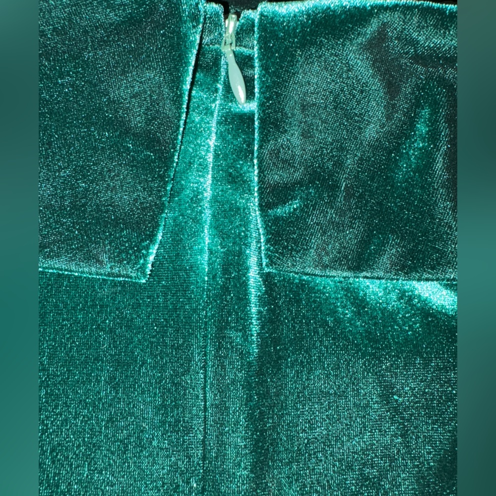 Corylynn Colter Anthropologie Emerald Green Velvet Wide Leg Jumpsuit Medium‎ - Picture 9 of 10